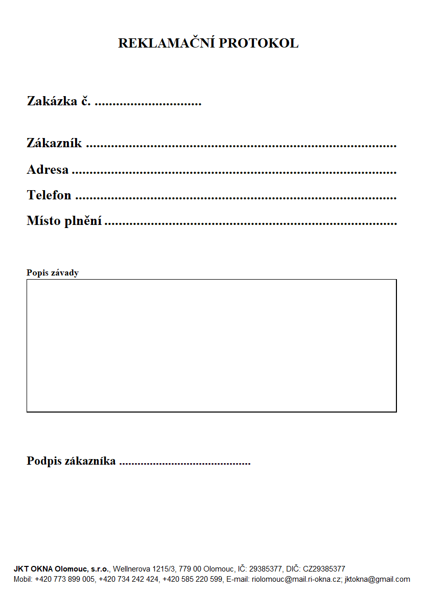 Reklamační protokol